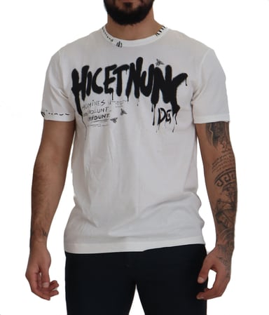 Dolce & Gabbana White Amor Bomull Crewneck Herr T-shirt