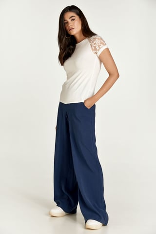 Ecru Top with Short Lace Sleeves