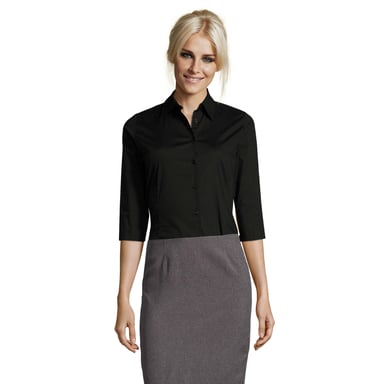 SOLS Womens/Ladies Stretch 3/4 Sleeve Blouse (Black)