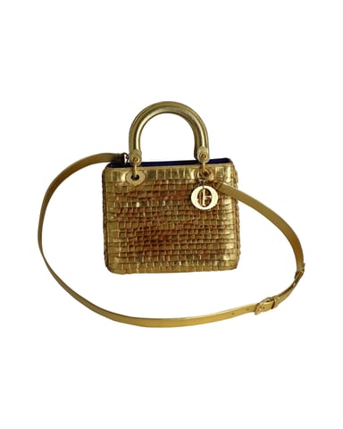 Dior Lady Dior Medium Bag 2019 Limited Edition by Olga de Amaral in Gold Leather