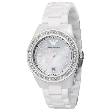 Emporio Armani AR1426 Vit Ceramica-klocka för damer