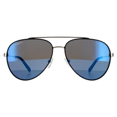 Salvatore Ferragamo Aviator Mens Black Matte Dark Ruthenium Flash Blue Sky 90041091