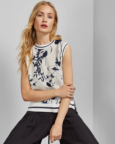 Ted Baker Miha Bluebell Sleeveless Knit Top, White