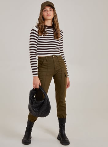 Cropped Striped Knit Jumper