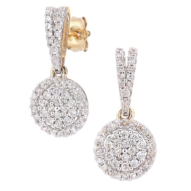 9ct Yellow Gold Diamond Cluster Earrings