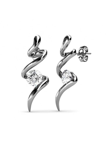 Spiral Earrings - Silver and Crystal