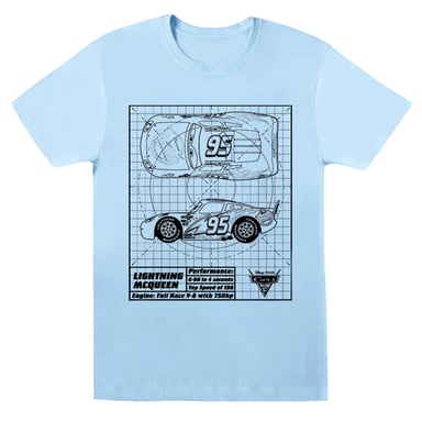 Disney Womens/Ladies Cars Lightning McQueen Blueprint Cotton Boyfriend T-Shirt (Baby Blue)