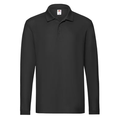 Fruit of the Loom Mens Premium Pique Long-Sleeved Polo Shirt (Black)