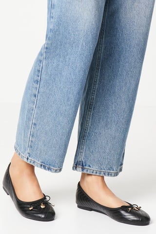 Phoenix Quilted Detail Comfort Bow Ballet Pumps