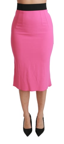 Dolce & Gabbana Pink High Waist Pencil Cut Midi Viscose Skirt