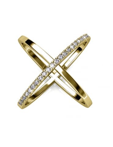 X Duo Ring - Gold and Crystal