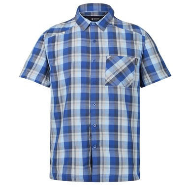 Regatta Mens Kalambo V Short Sleeved Checked Shirt (Nautical Blue)