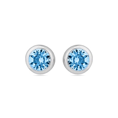 Luxenter Essential earrings in 925 sterling silver and aquamarine zirconia with rhodium plated finish