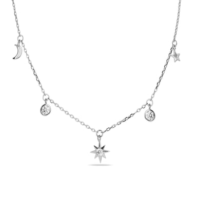 Halsband Luxenter oyazia tillverkat av 925 sterling silver och glänsande rodiumpläterad zirkonia