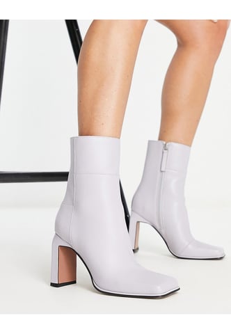 ASOS DESIGN Envy leather high-heeled boots in lilac-Purple