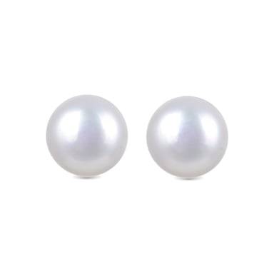 Luxenter essential earrings made of 925 sterling silver and white pearl with rhodium plated finish
