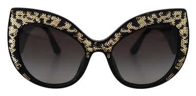 Dolce & Gabbana Black Gold Sequin Butterfly Polarized DG4326 Women's Sunglasses