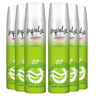 Impulse O2 Body Spray Made with Lemon and Freesia Scent 75ml, 6 Pack