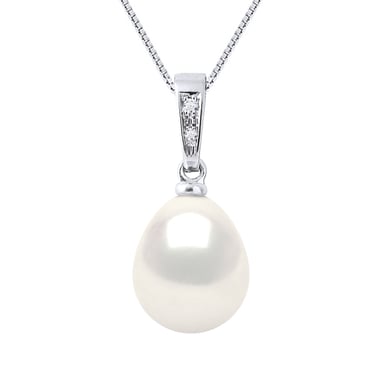 Diamond Pendant 0.010 Cts Gekweekte Pearl Freshwater peer 9-10mm White White Gold