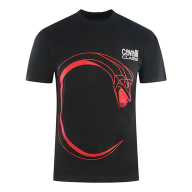 Cavalli Class Large Snake Logo Black T-Shirt
