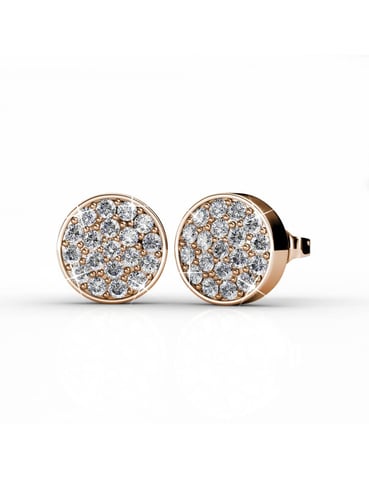 Round Earrings - Rose Gold and Crystal