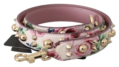 Dolce & Gabbana Women's Pink Floral Leather Stud Accessory Shoulder Strap