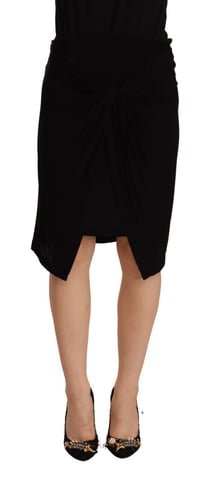 PLEIN SUD Women's Black High Waist Pencil Knee Length Viscose Skirt