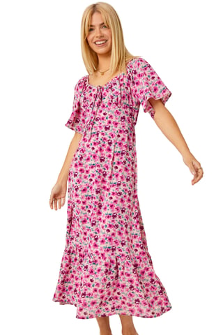 Floral Print Sweetheart Midi Dress