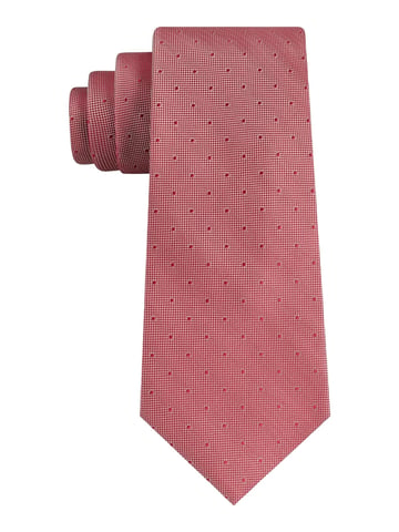 Tommy Hilfiger Men's Neck Tie Red Polka Dot Solid Texture Slim