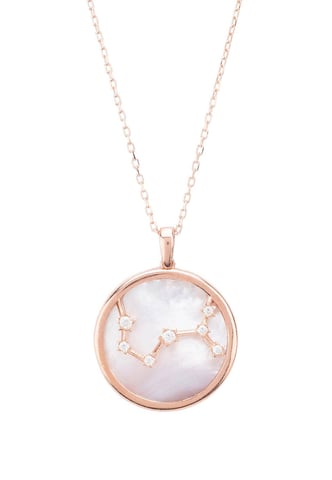 Zodiac Mother Of Pearl Gemstone Star Constellation Pendant Necklace Scorpio