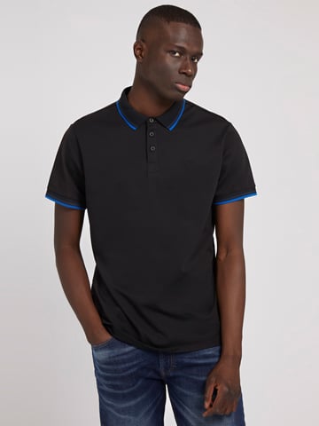 Guess Mens Short Sleeve Sports Pique Triangle Polo Shirt