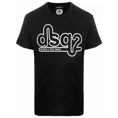 Dsquared2 Cigarette Fit Bubble DSQ2 Logo Svart T-shirt
