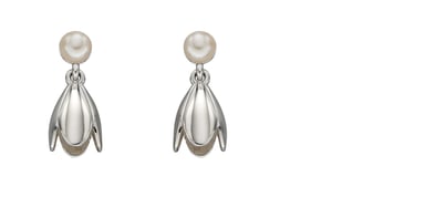 Elements Silver Womens 925 Sterling Silver Freshwater Pearl Flower Drop Stud Earrings E5683W