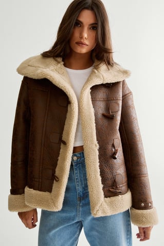 Duffle Front Bonded Fur  Aviator