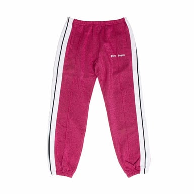 Girl's Palm Angels Juniors Logo Lurex Track Pants in Pink white