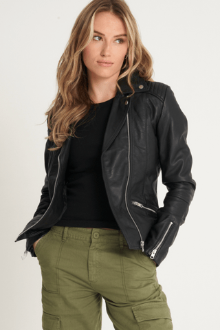 Barneys Originals Tall Belina Leather Biker Jacket