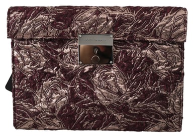 Dolce & Gabbana Bordeaux Jacquard Leather Mens Document Briefcase Bag
