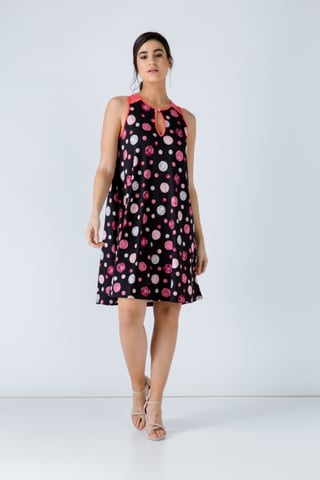 Coral A Line Print Dress