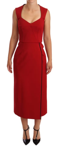 Dolce & Gabbana Kvinnors Röda Hjärtformade Ärmfria Midi Stretch Klänning