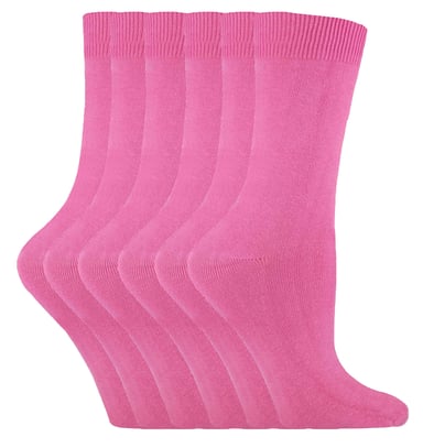 Set van 6 effen, casual katoenen damessokken - PL30 Rose