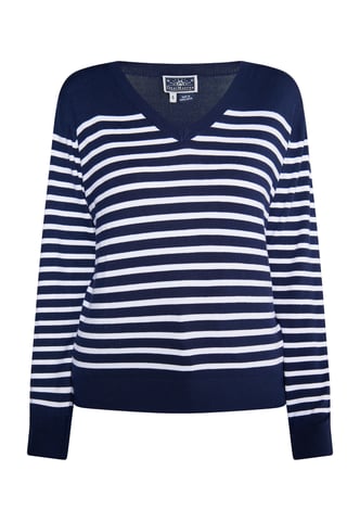 Dreimaster Knitted pullover women marine white