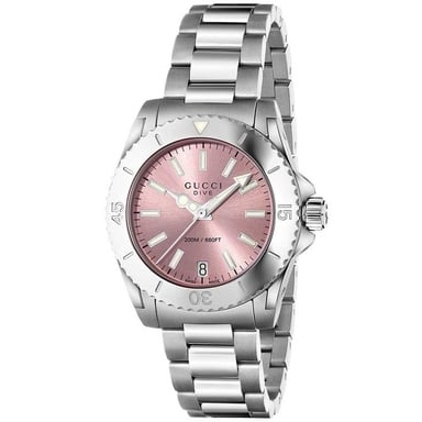 Gucci YA136401 Dive Pink Dial Damklocka