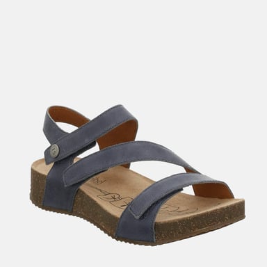 Tonga 25 Jeans - Josef Seibel Navy Blue Leather Toe Post Ladies Sandal