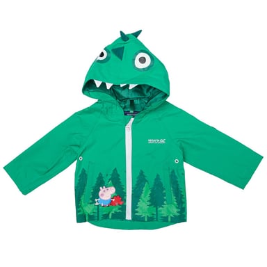 Boy's Regatta Baby Peppa Pig Waterproof Animal Hood Jacket in Green