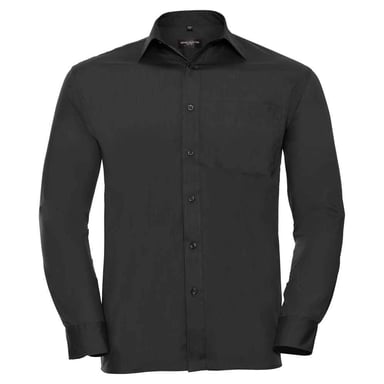 Russell Collection Mens Classic Polycotton Long-Sleeved Shirt (Black)