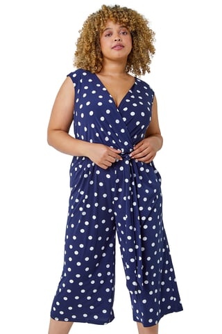 Curve Spot Print Wrap Jumpsuit