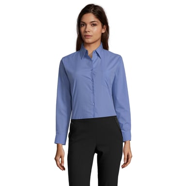 SOLS Womens/Ladies Executive Poplin Long-Sleeved Business Blouse (Middle Blue)