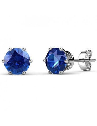Birth Stone September Earrings - Silver and Navy