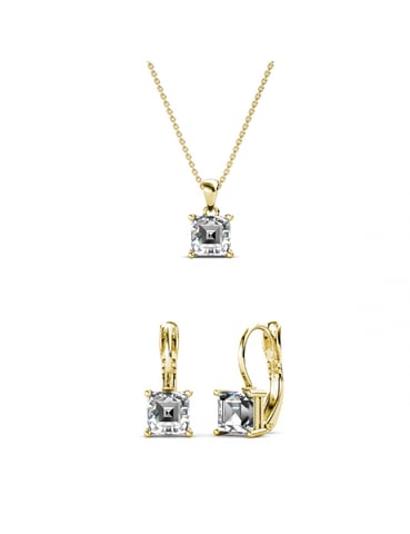 Square Set and Box - Gold and Crystal