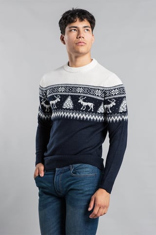 Cream Festive Crew Neck Jacquard Knit Jumper